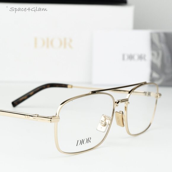Dior Men Eyeglasses Shiny Clear Gold Demo Geometric DM50057U 032 BRAND NEW - Picture 4 of 10